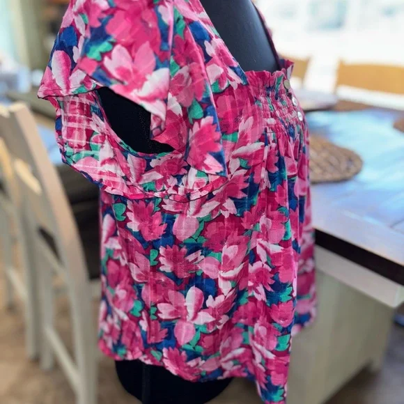 🌸💙 Draper James 💙🌸 Pink and Blue Floral Blouse Size (S) - Picture 5 of 10
